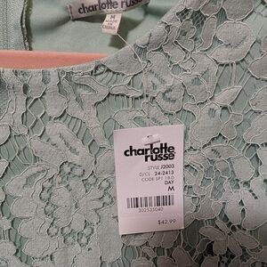 Charlotte Russe Pastel Green Floral Lace Top